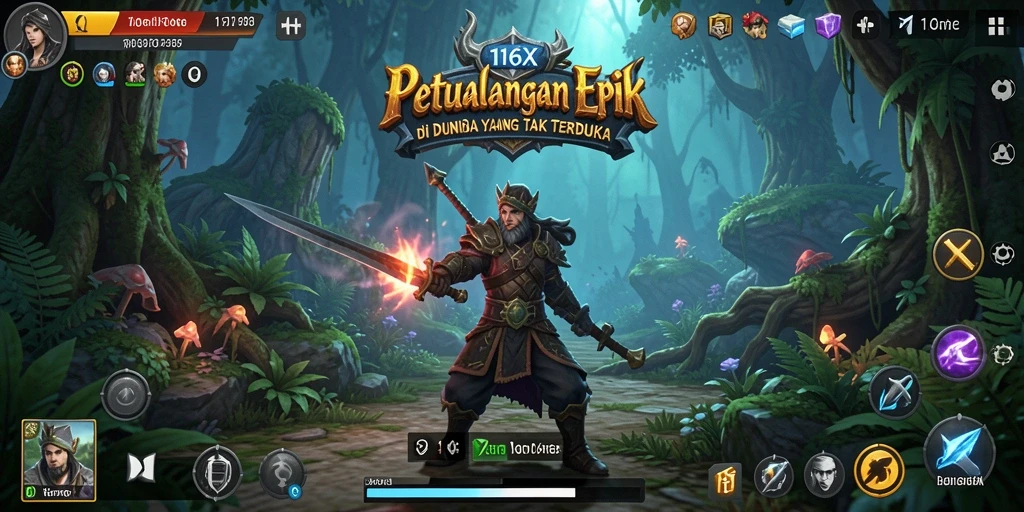 Screenshot gameplay 116X menampilkan aksi petualangan yang mendebarkan.
