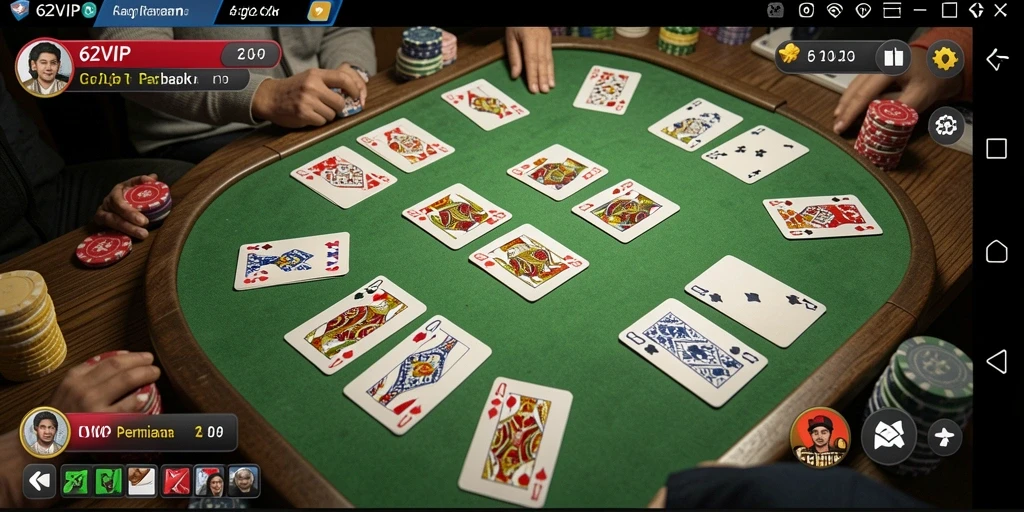Screenshot menunjukkan gameplay seru Gaple di 62VIP.