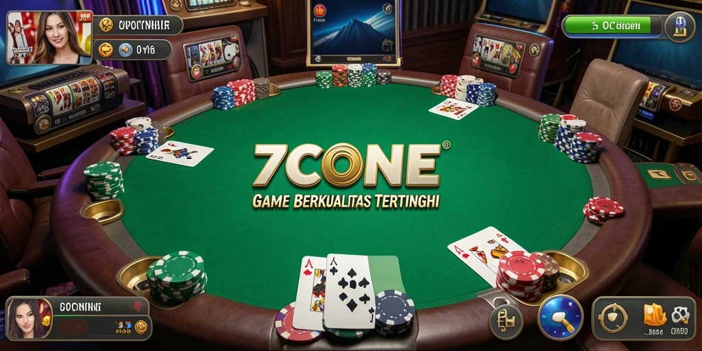 Tampilan gameplay Poker yang mendebarkan dan interaktif di 7CONE.