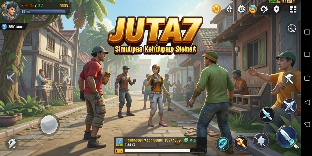 Screenshot gameplay JUTA7 menampilkan interaksi karakter yang menarik.