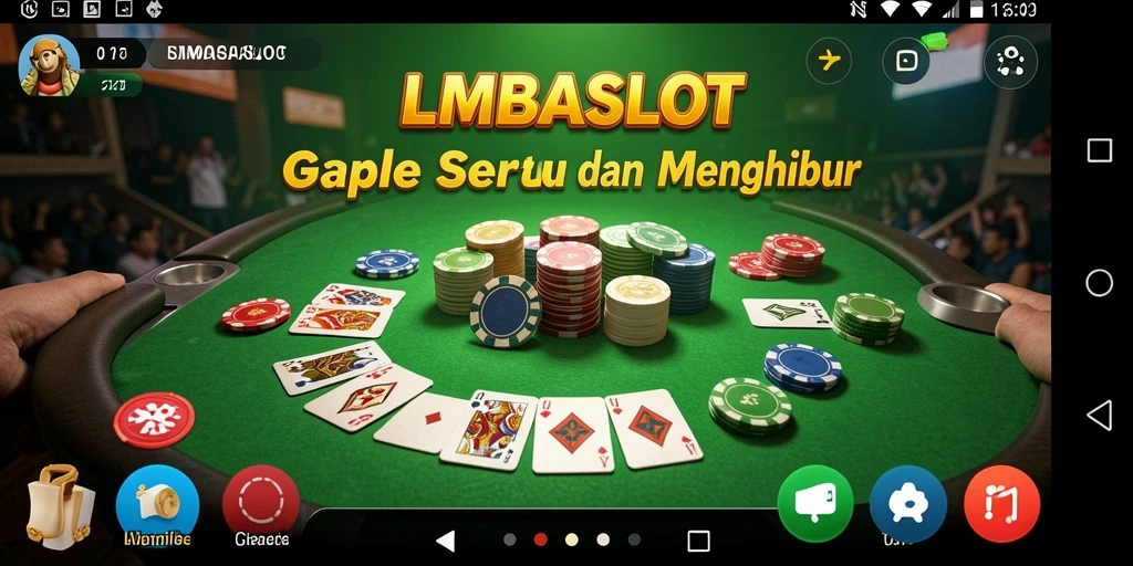 Screenshot gameplay LMBASLOT yang menggambarkan serunya permainan Gaple.