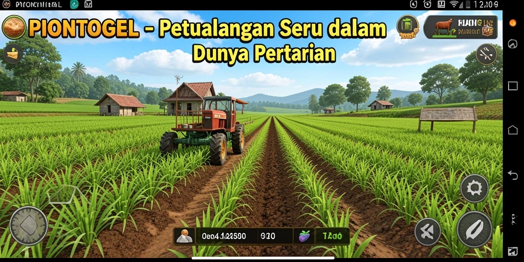 Screenshot gameplay PIONTOGEL yang menampilkan aktivitas bertani.