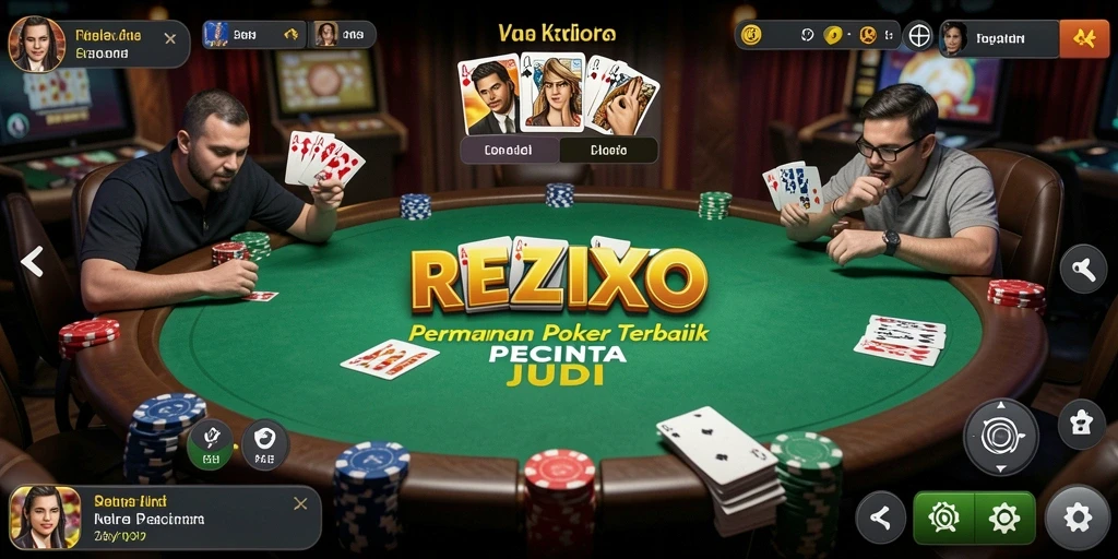 Screenshot utama REZIXO menampilkan gameplay Poker yang intens dan menarik.
