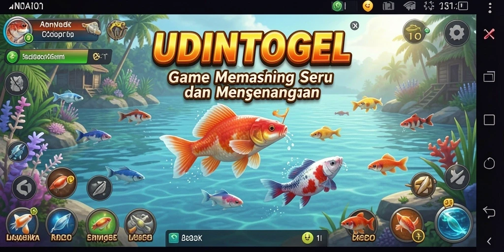 Tampilan gameplay menegangkan dengan pemandangan memancing yang menawan.