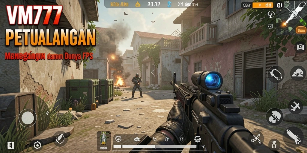 Tampilan gameplay menegangkan di <strong>VM777</strong> dengan action FPS yang mendebarkan.